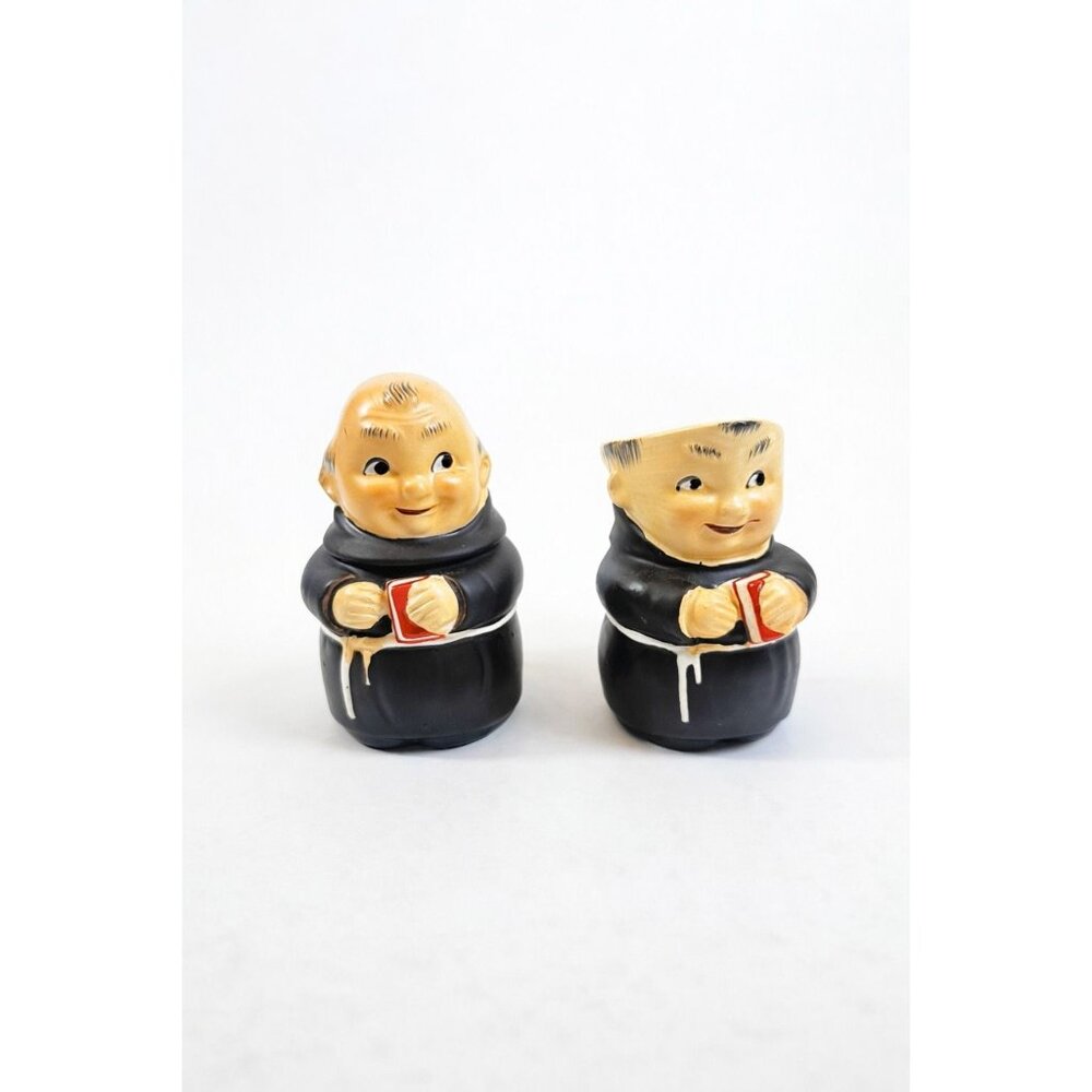 Creamer and Sugar Set Friar Tuck Monks Bowl Pitcher Porcelain Ceramic Apco Vinta